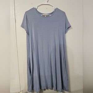 Piko Blue Casual Tee Shirt Dress With Pockets!
